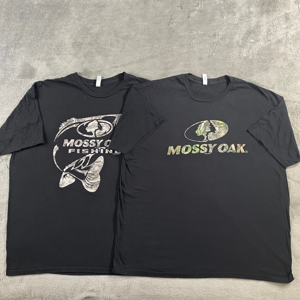 Mossy Oak T-Shirt Mens 2XL Black Fishing Graphic 2 Pack Zuni Sportswear Summer